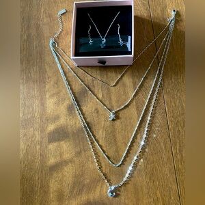 NWT Lucky Boom Star & Moon Swarovski Pendant with Earrings